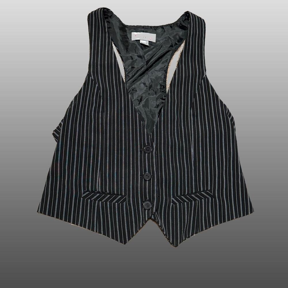 Black pinstripe tailored vest top